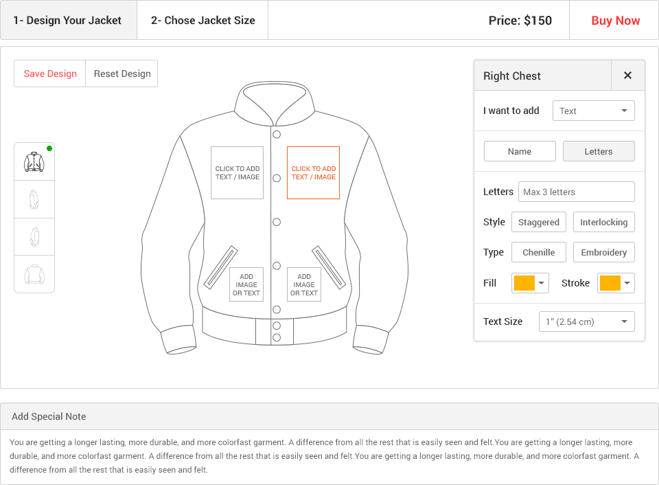 Online shop jacket designer