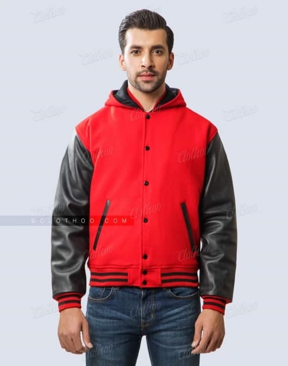 Varsity Jacket with Hood Red / Black