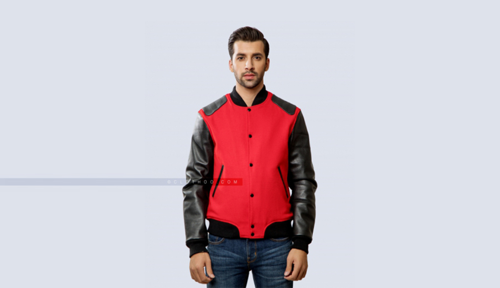 Custom Mens Letterman Jackets in Red and Black